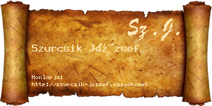 Szurcsik József névjegykártya